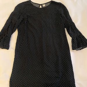 Black Polkadot Old Navy Dress Loose Fit 3/4 Flare Sleeve